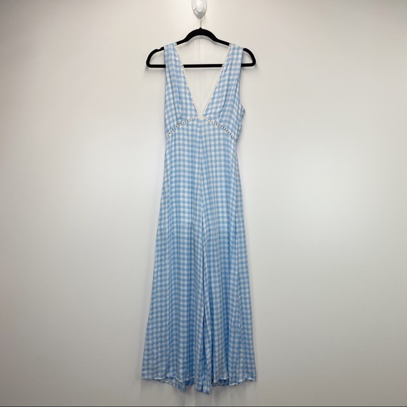 Lost + Wander Fiesta Gingham Jumpsuit Baby Blue - Picture 6 of 10